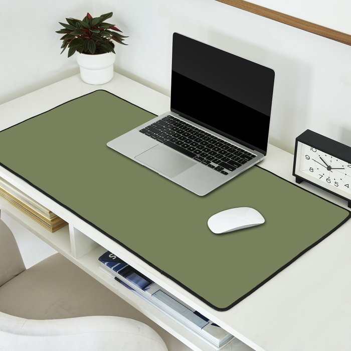 Moss Green Sage Solid Color  Desk Mat Gallery Image 2
