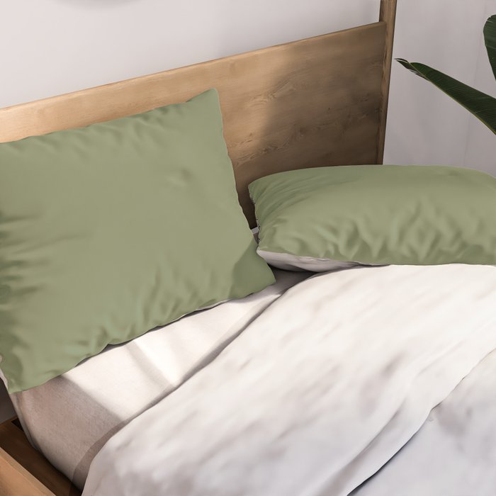 Moss Green Sage Solid Color  Pillow Sham Gallery Image 2