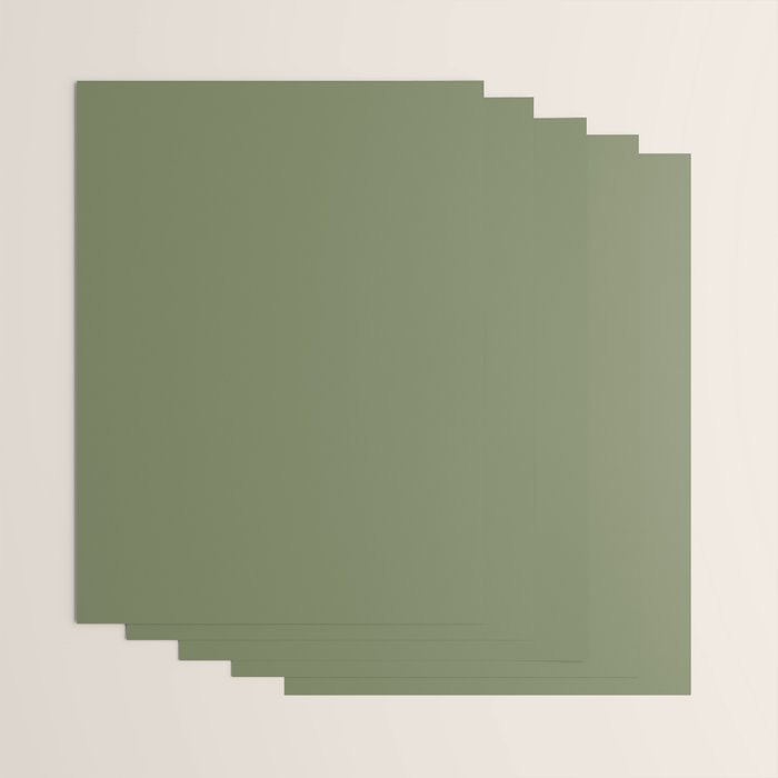 Moss Green Sage Solid Color  Wrapping Paper Gallery Image 3