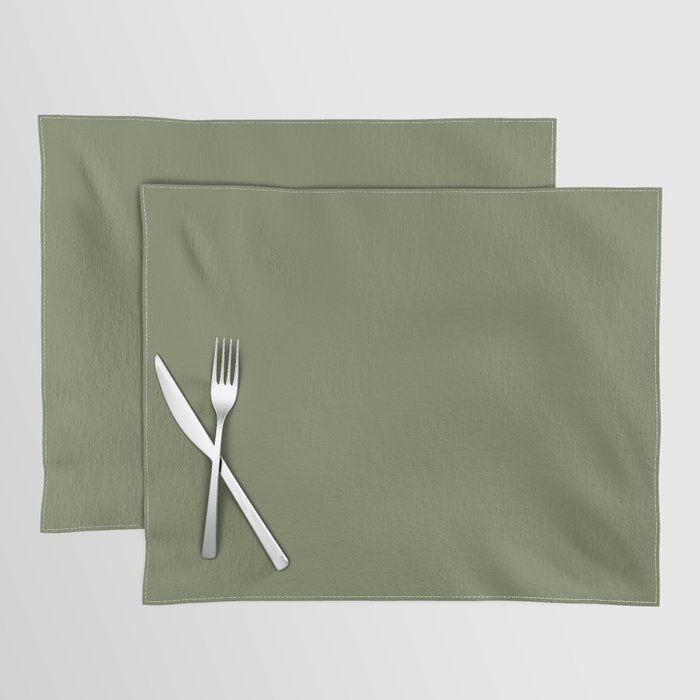 Moss Green Sage Solid Color  Placemat Gallery Image 1