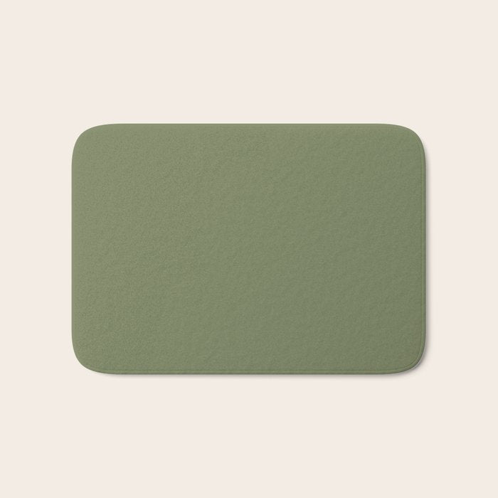 Moss Green Sage Solid Color  Bath Mat Gallery Image 1