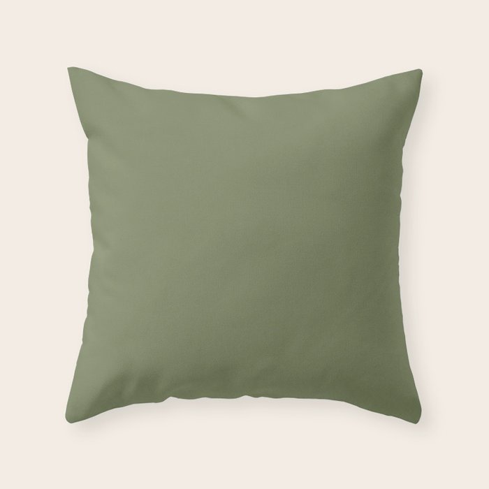Moss Green Sage Solid Color  Throw Pillow Gallery Image 6