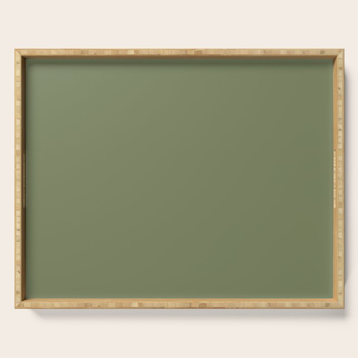 Moss Green Sage Solid Color  Serving Tray Gallery Image 1