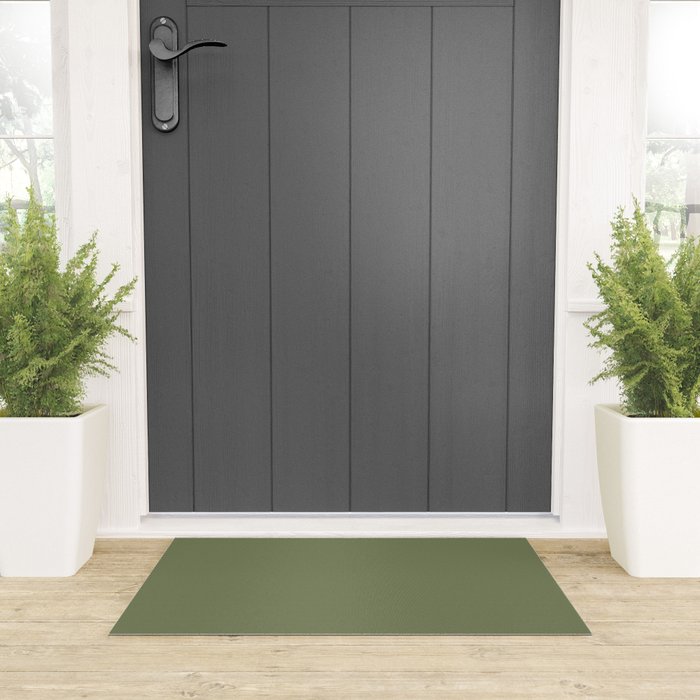 Moss Green Sage Solid Color  Welcome Mat Gallery Image 3