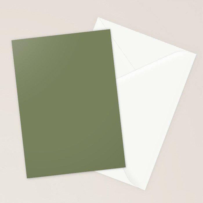 Moss Green Sage Solid Color  Stationery Card Gallery Image 2