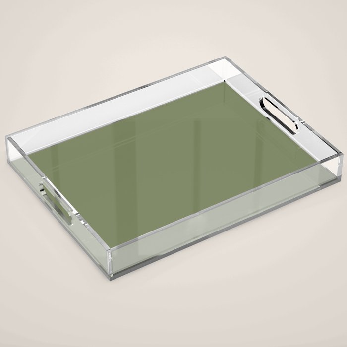 Moss Green Sage Solid Color  Acrylic Tray Gallery Image 1