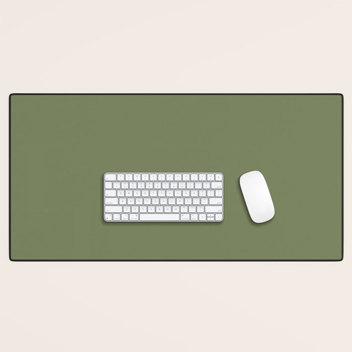 Moss Green Sage Solid Color  Desk Mat Gallery Image 1