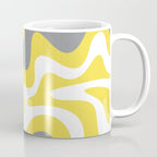 Retro Liquid Swirl Abstract Pattern in Light Grey, White, and Lemon Yellow Coffee Mug Gallery Image 1