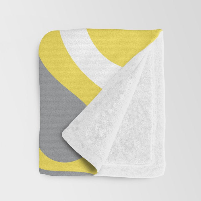 Retro Liquid Swirl Abstract Pattern in Light Grey, White, and Lemon Yellow Throw Blanket Gallery Image 3