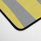 Retro Liquid Swirl Abstract Pattern in Light Grey, White, and Lemon Yellow Desk Mat Gallery Image 4