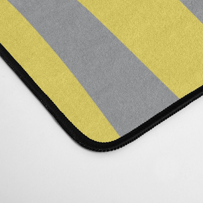 Retro Liquid Swirl Abstract Pattern in Light Grey, White, and Lemon Yellow Desk Mat Gallery Image 4