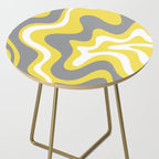 Retro Liquid Swirl Abstract Pattern in Light Grey, White, and Lemon Yellow Side Table Gallery Image 2