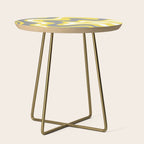 Retro Liquid Swirl Abstract Pattern in Light Grey, White, and Lemon Yellow Side Table Gallery Image 1
