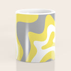 Retro Liquid Swirl Abstract Pattern in Light Grey, White, and Lemon Yellow Coffee Mug Gallery Image 4