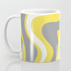 Retro Liquid Swirl Abstract Pattern in Light Grey, White, and Lemon Yellow Coffee Mug Gallery Image 3