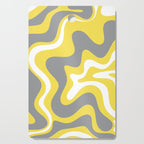 Retro Liquid Swirl Abstract Pattern in Light Grey, White, and Lemon Yellow Cutting Board Gallery Image 1