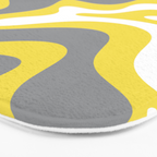 Retro Liquid Swirl Abstract Pattern in Light Grey, White, and Lemon Yellow Bath Mat Gallery Image 3