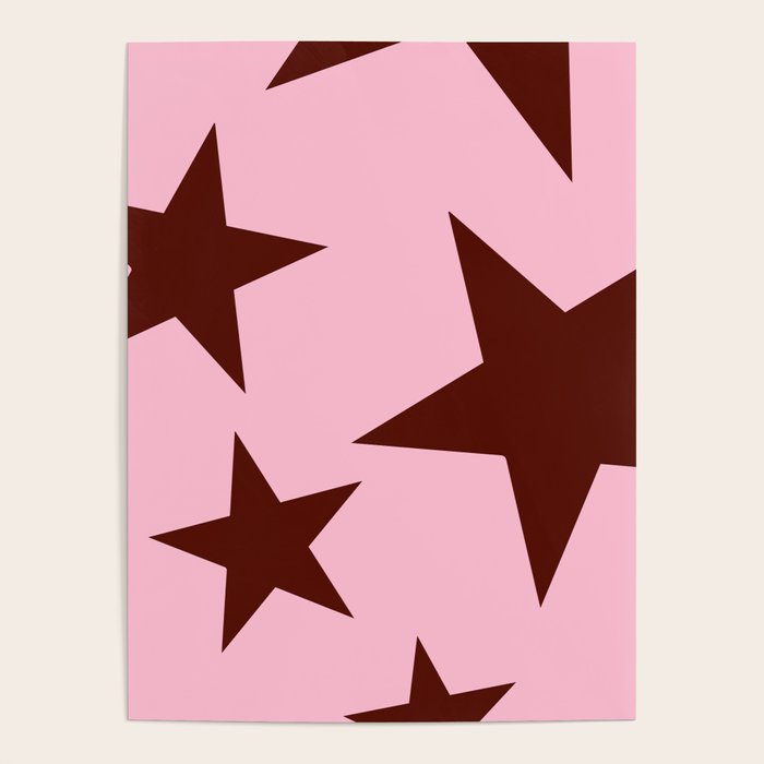 Pink and Burgundy Big Ol Stars Poster Gallery Image 4