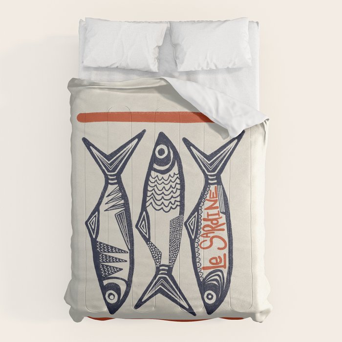 Le Sardine Retro Inspired Art Print Comforter Gallery Image 6