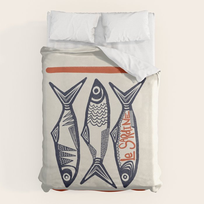 Le Sardine Retro Inspired Art Print Duvet Cover Gallery Image 6