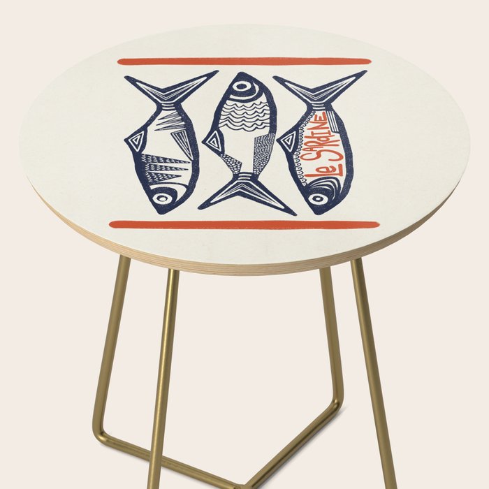 Le Sardine Retro Inspired Art Print Side Table Gallery Image 2