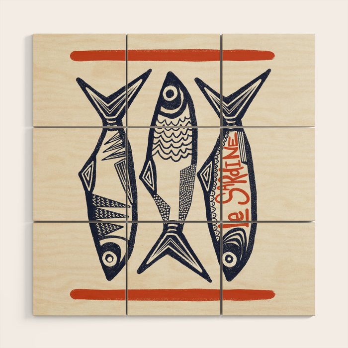 Le Sardine Retro Inspired Art Print Wood Wall Art Gallery Image 1