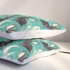 Jackalope - teal & black Pillow Sham Gallery Image 3