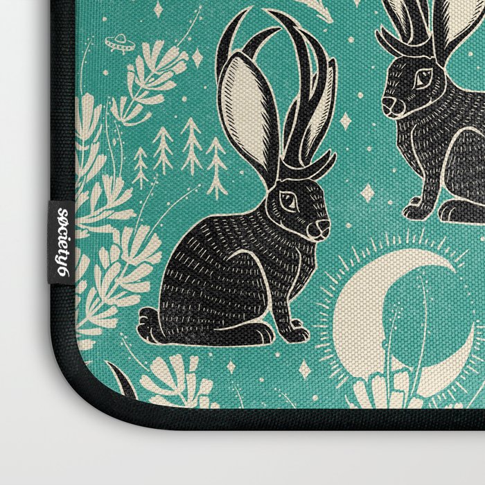 Jackalope - teal & black Laptop Sleeve Gallery Image 3