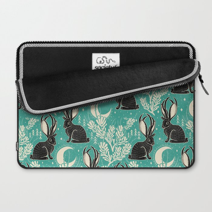 Jackalope - teal & black Laptop Sleeve Gallery Image 2