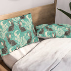 Jackalope - teal & black Pillow Sham Gallery Image 2