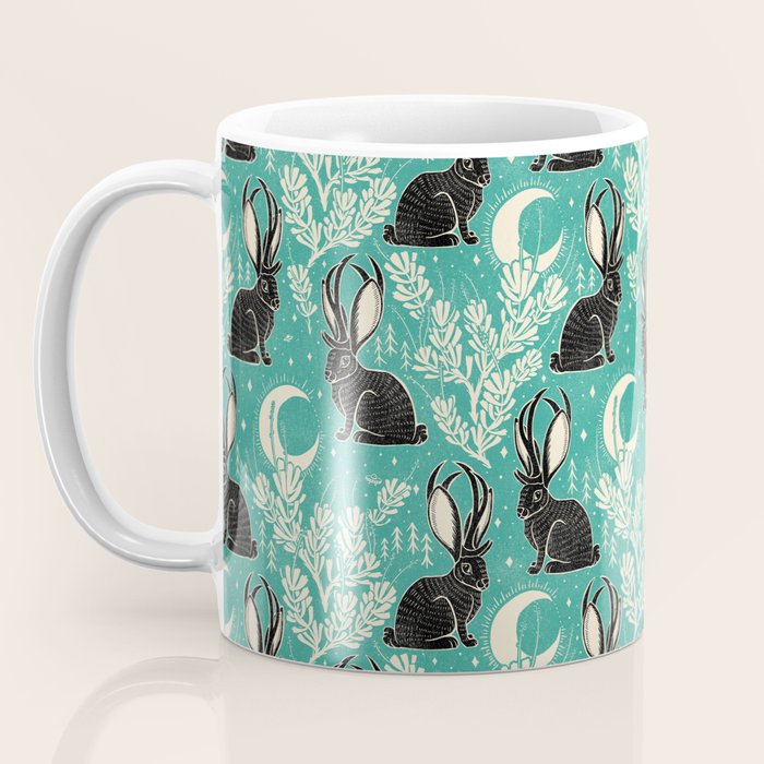 Jackalope - teal & black Coffee Mug Gallery Image 3