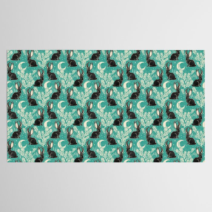 Jackalope - teal & black Tablecloth Gallery Image 2