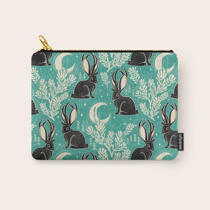 Jackalope - teal & black Carry All Pouch Gallery Image 1