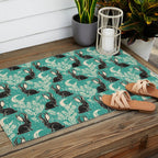 Jackalope - teal & black Outdoor Rug Gallery Image 2