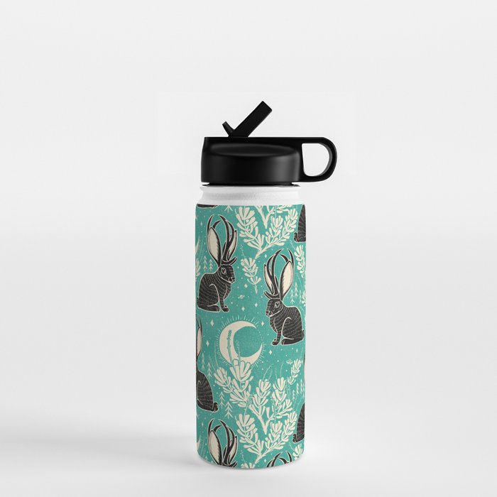 Jackalope - teal & black Water Bottle Gallery Image 1