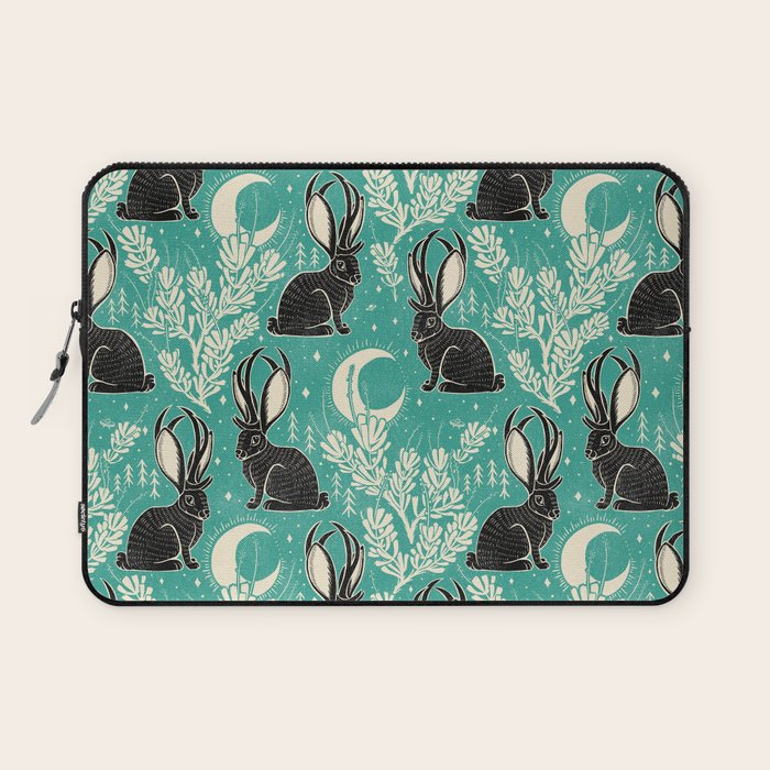 Jackalope - teal & black Laptop Sleeve Gallery Image 1