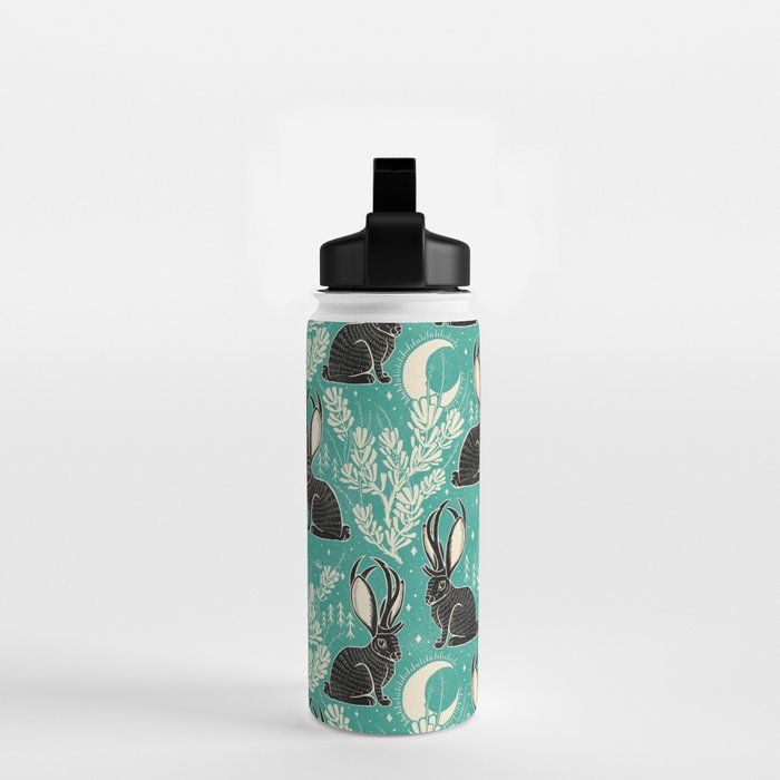 Jackalope - teal & black Water Bottle Gallery Image 2