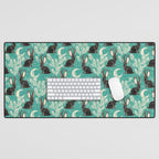 Jackalope - teal & black Desk Mat Gallery Image 1