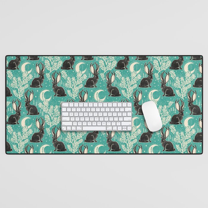 Jackalope - teal & black Desk Mat Gallery Image 1