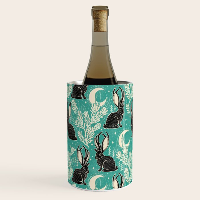 Jackalope - teal & black Wine Chiller Gallery Image 2