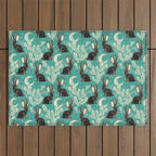 Jackalope - teal & black Outdoor Rug Gallery Image 1
