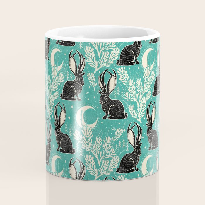 Jackalope - teal & black Coffee Mug Gallery Image 4