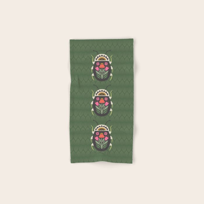 Folk Art Beetle Bath Towel Gallery Image 1