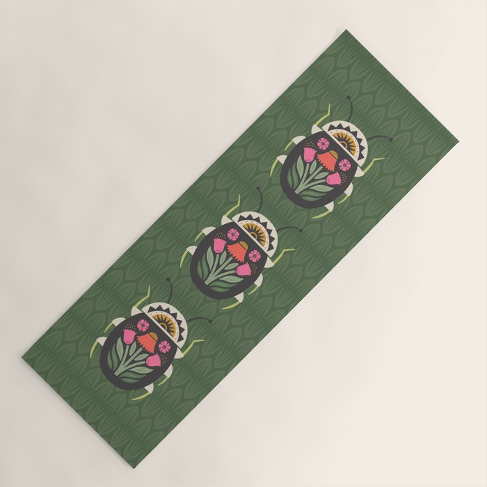 Folk Art Beetle Yoga Mat Gallery Image 1