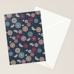 Mums and Vines Floral Burgundy Blues Stationery Card Gallery Image 2