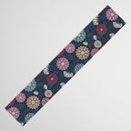 Mums and Vines Floral Burgundy Blues Table Runner Gallery Image 3