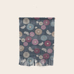 Mums and Vines Floral Burgundy Blues Wall Hanging Gallery Image 1