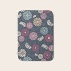 Mums and Vines Floral Burgundy Blues Bath Mat Gallery Image 1
