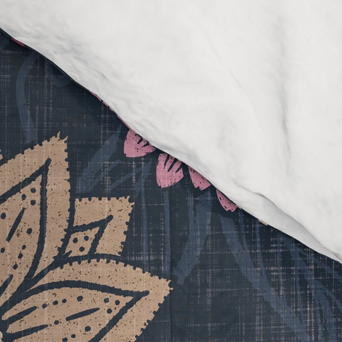 Mums and Vines Floral Burgundy Blues Comforter Gallery Image 4