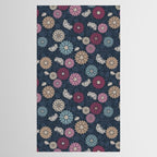 Mums and Vines Floral Burgundy Blues Tablecloth Gallery Image 2